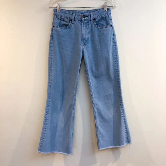 Rag & Bone Light Wash High Rise Straight Leg Cropped Designer Denim Jeans 25 - Picture 2 of 10